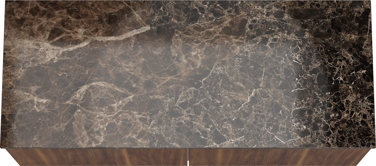 Balmani Sfera meuble salle de bains suspendu 135 x 55 cm noyer américain avec Stretto tablette simple ou double en marbre dark emperador