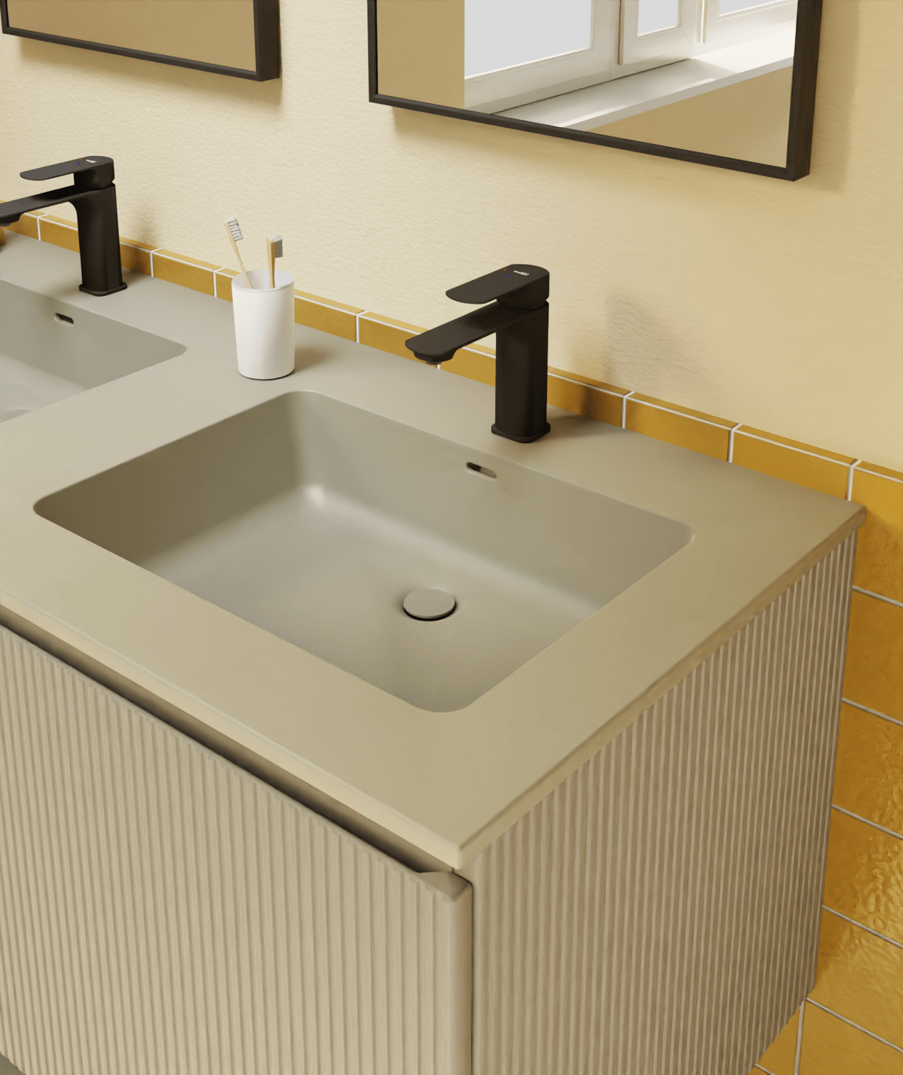 Storke Diva double vasque top solid soie grise matte 120 x 52 cm