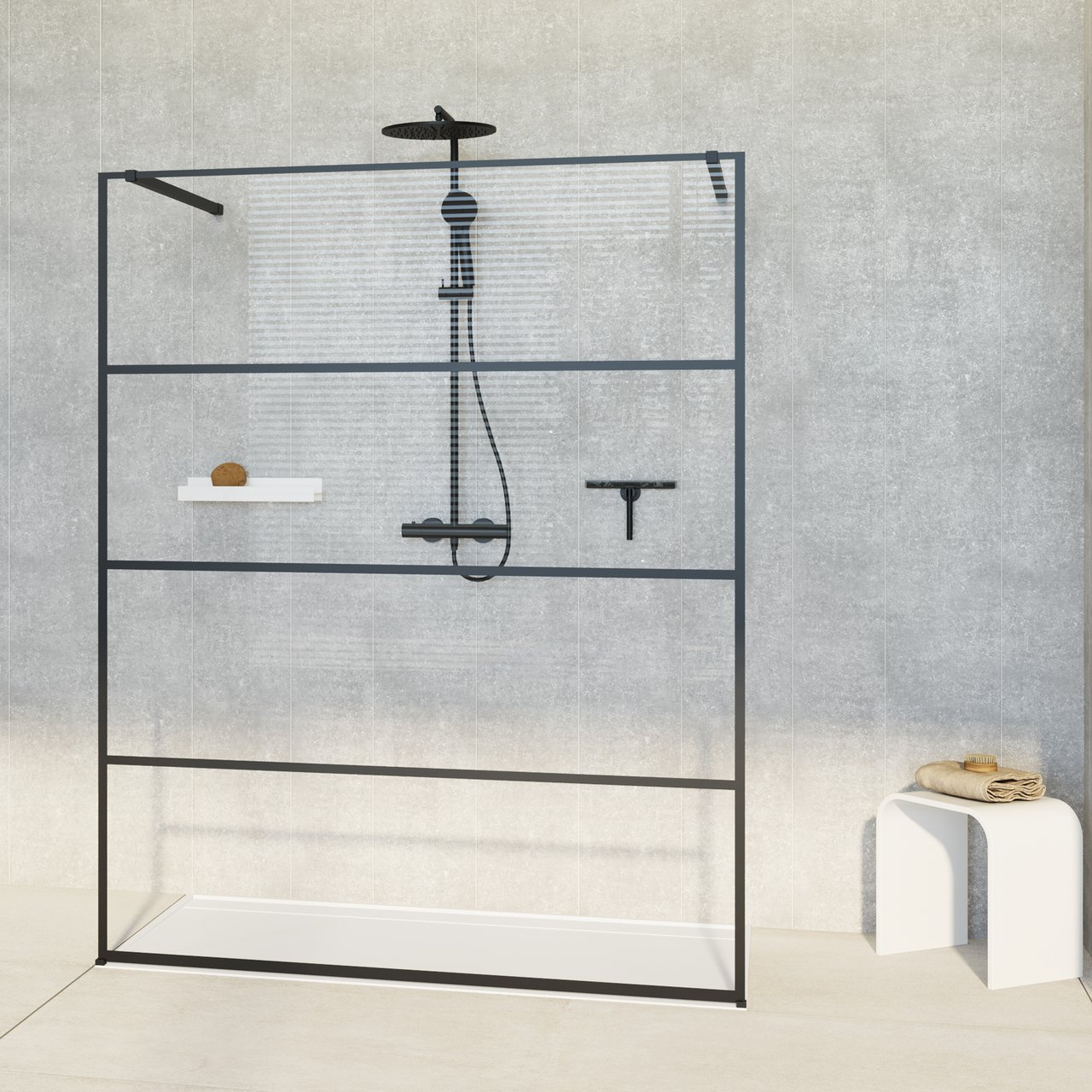 Blaufoss douchewisser mat zwart met ophangsysteem voor muurbevestiging