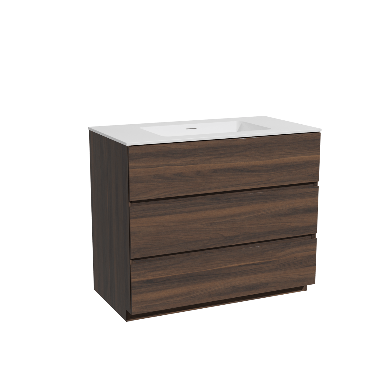 Storke Edge meuble salle de bains à poser 95 x 52 cm noyer avec Mata plan simple en solid surface blanc mat