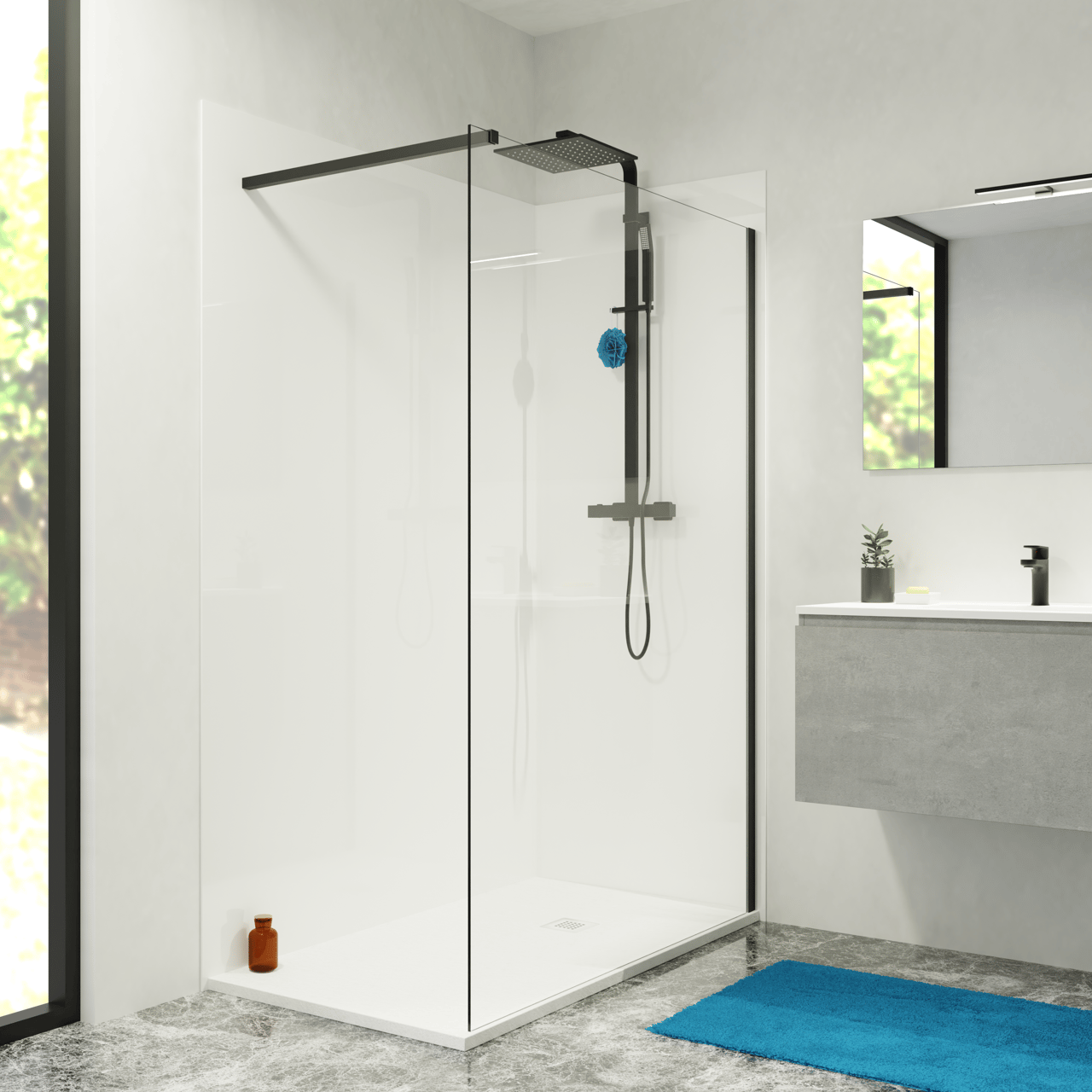 Linie Wall panneaux muraux de douche 140 x 90 x 220 cm acrylique blanc brillant