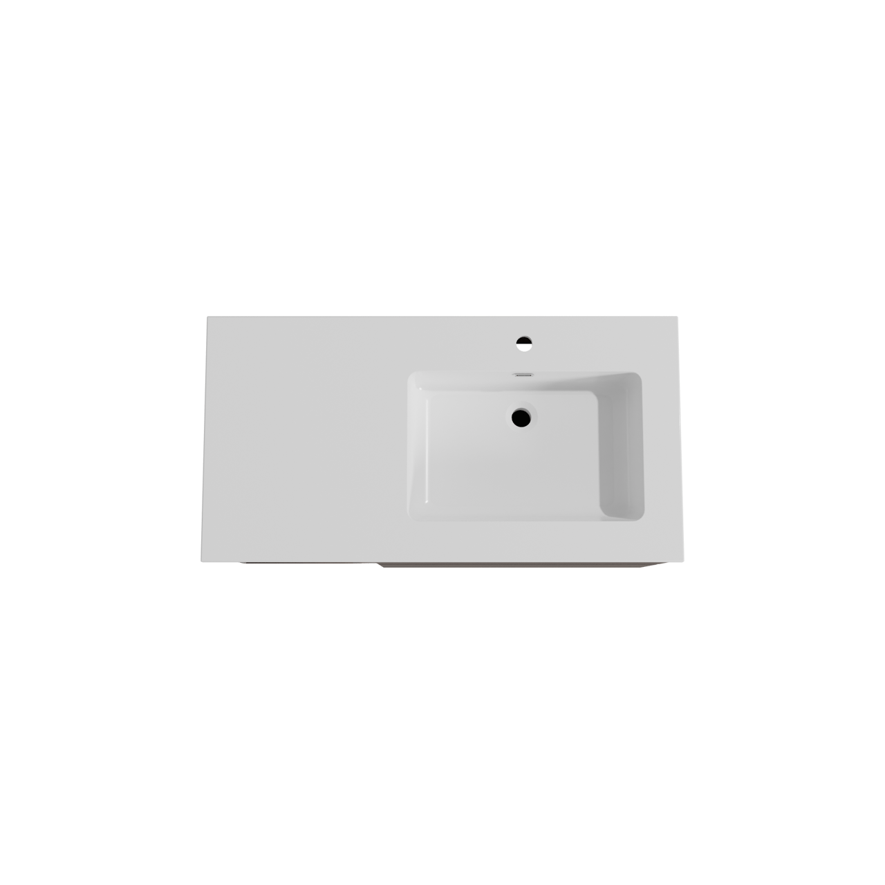 Storke Edge meuble salle de bains suspendu 100 x 52 cm noyer avec Diva vasque asymétrique droite en marbre composite blanc brillant