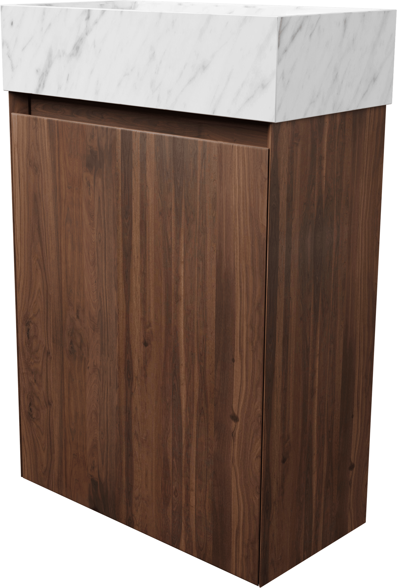 Balmani Mitra zwevend toiletmeubel 42 x 21 cm amerikaanse notelaar met Dama wastafel in Carrara marmer