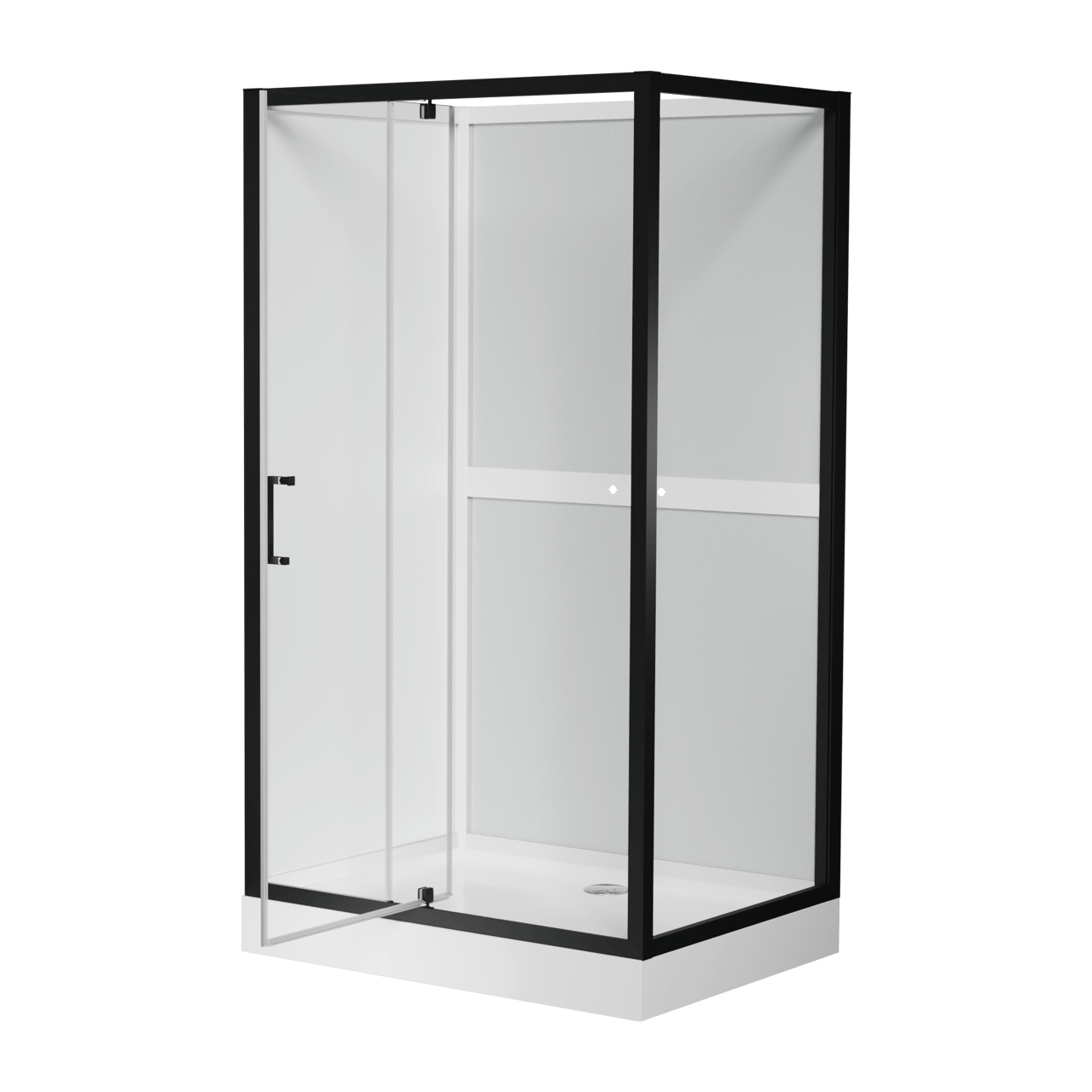 Luca Varess Talan Duschkabine: Drehtür, 90 x 120 cm, Klarglas, Schwarzes Profil, matt