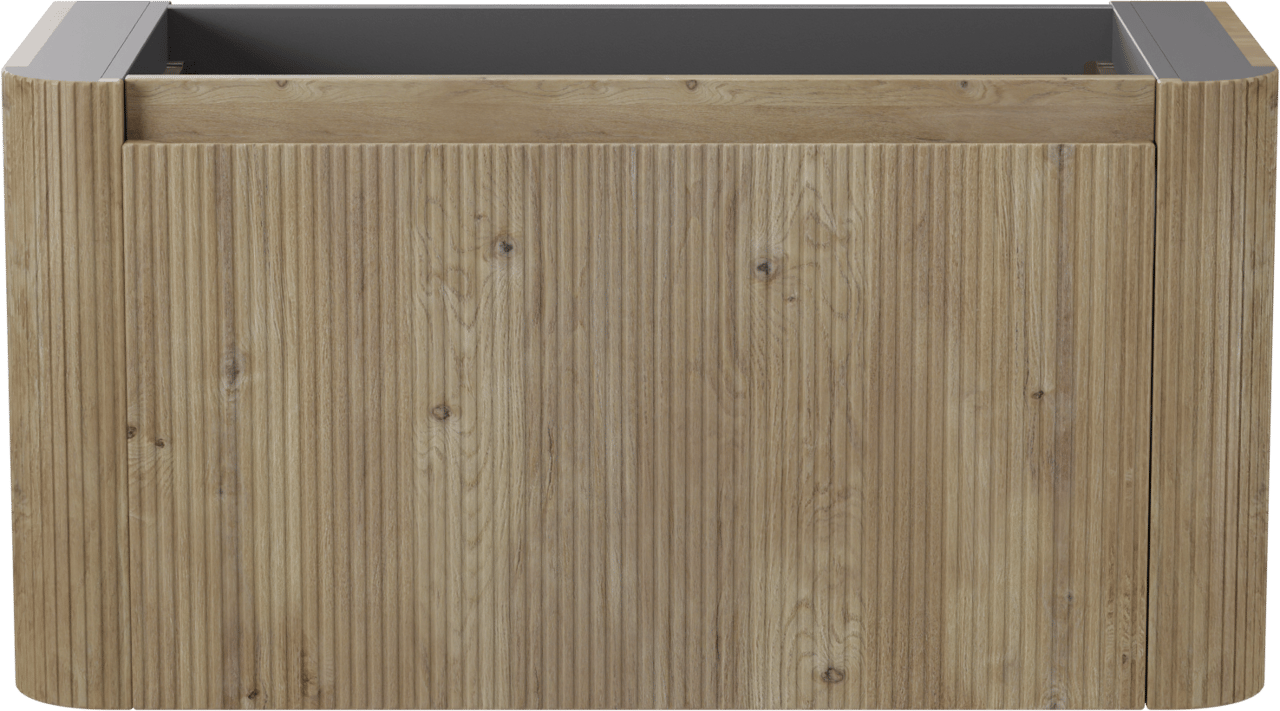 Storke Soft  hängendes möbelstück Waschtischunterschränke 100 x 46 cm Eiche rau 2 Schubladen Vert. Sym. Rippe