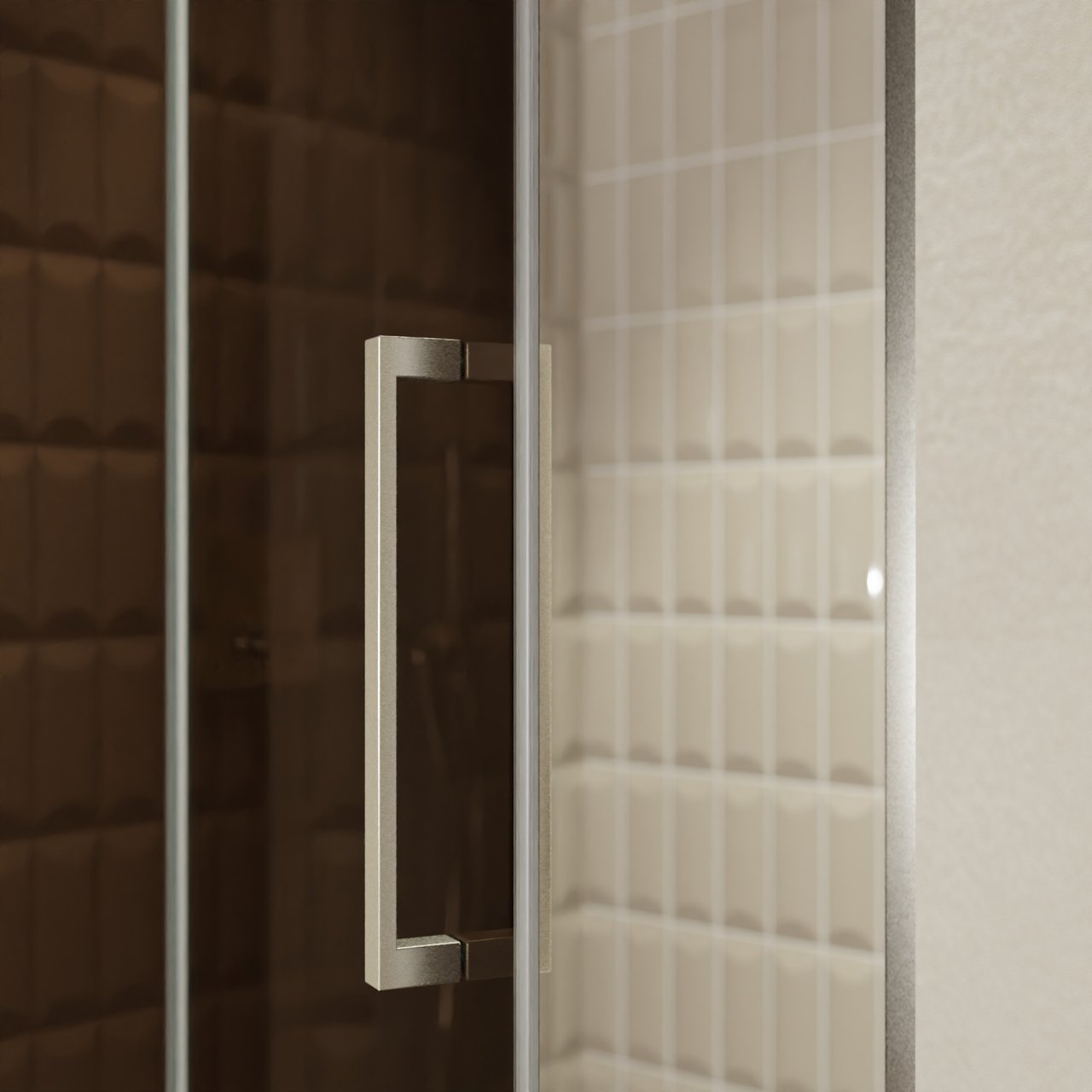 Balmani Senses Design Dusche Drehtür, Links, 120 cm x 210 cm, Bronze, Profil Brushed CoolMetal