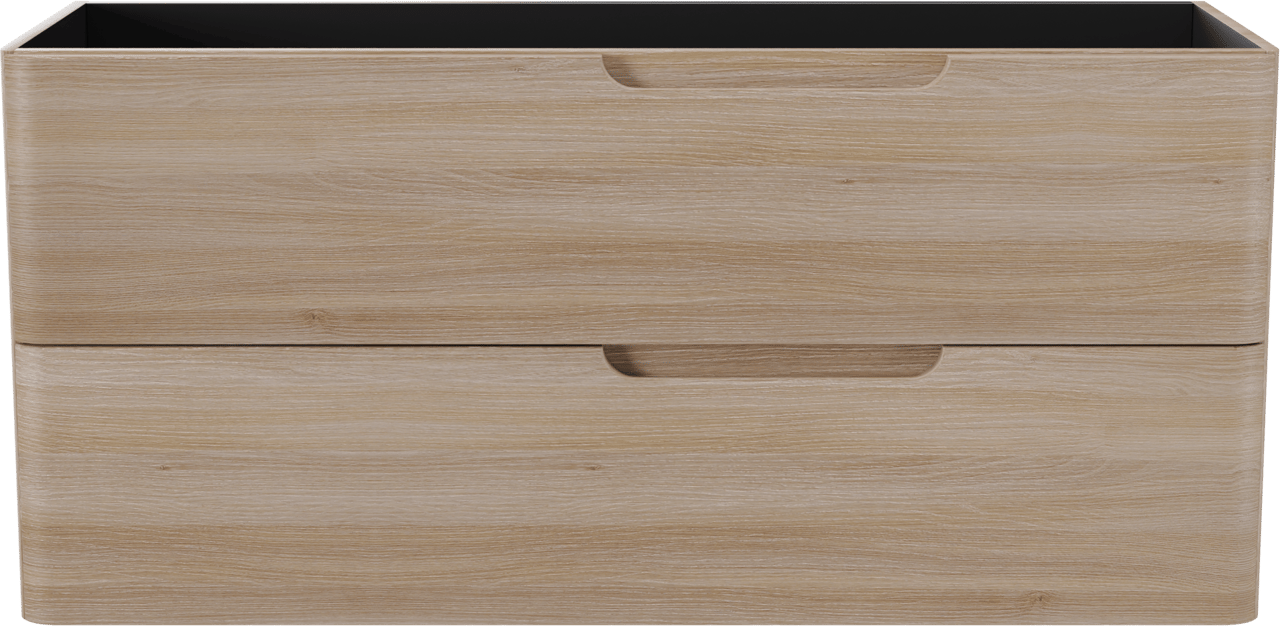 Linie Curvo hängender möbelstück Waschtischunterschränke 120 x 46 cm Eiche Hell 2 Schubladen