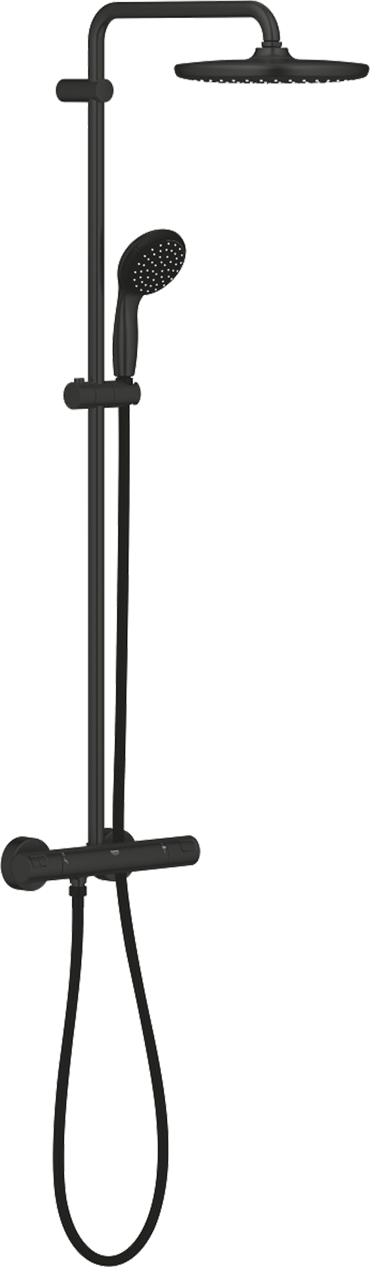 Grohe Vitalio Start Regendusche Duschsystem mit Thermostatbatterie: Wandmontage, Schwarz Matt