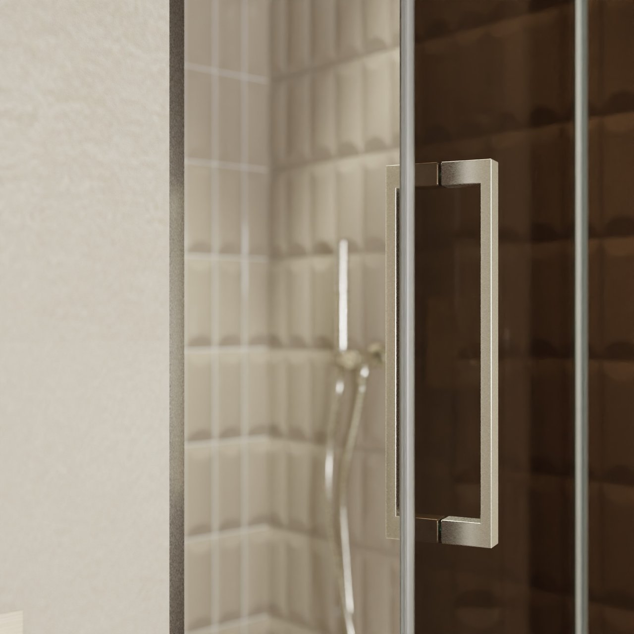 Balmani Senses Design porte pivotante à droite 100 cm x 210 cm verre Bronze, Profil Brushed CoolMetal