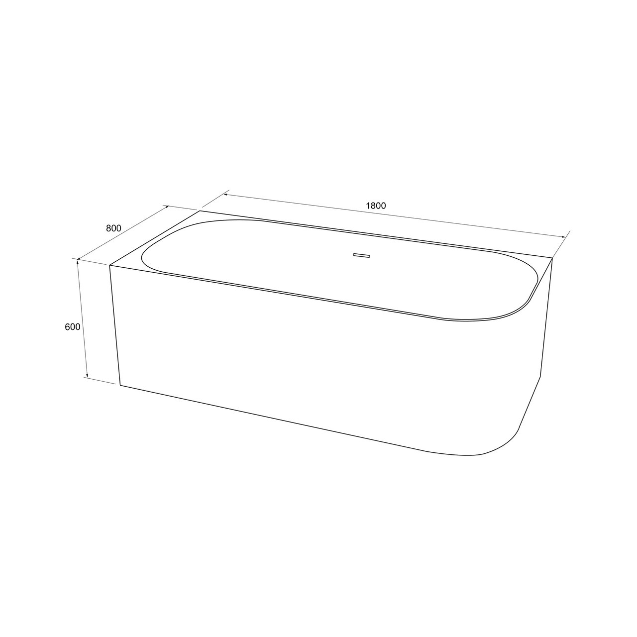 Balmani Finla tweepersoons hoekbad links 180 x 80 cm Solid Surface mat wit