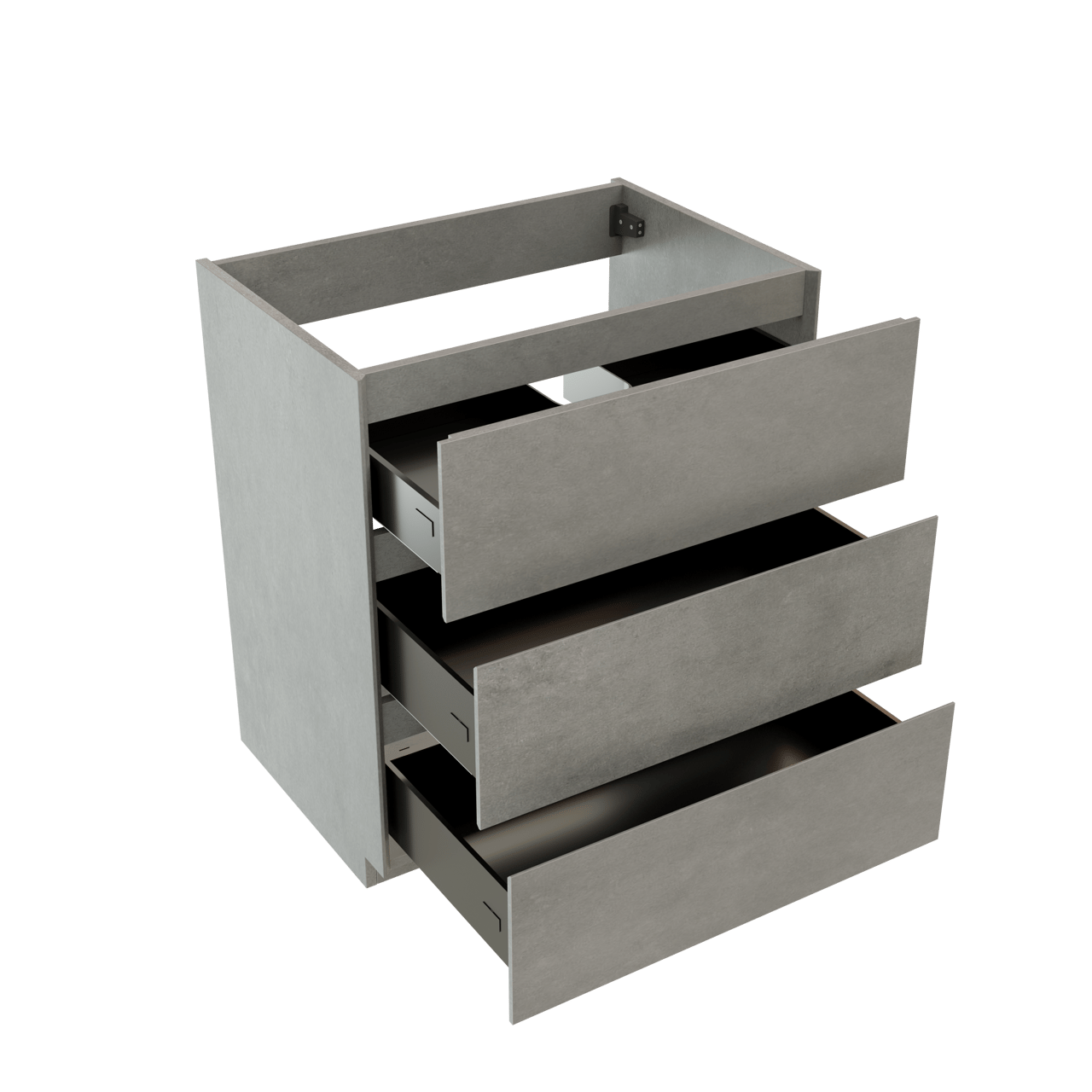 Storke Edge stehender Waschbeckenunterschrank: 75 x 52 cm, Beton dunkelgrau, 3 Schubladen