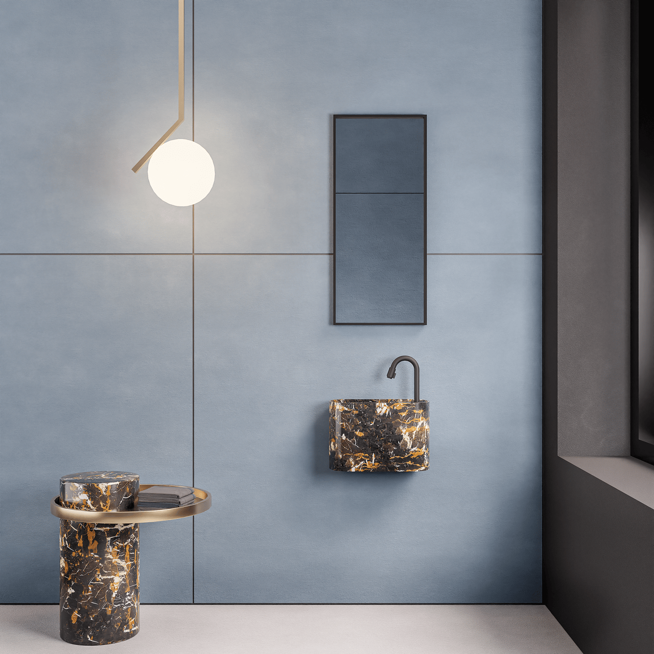 Balmani Expo rechthoekig toiletspiegel zwart 40 x 90 cm