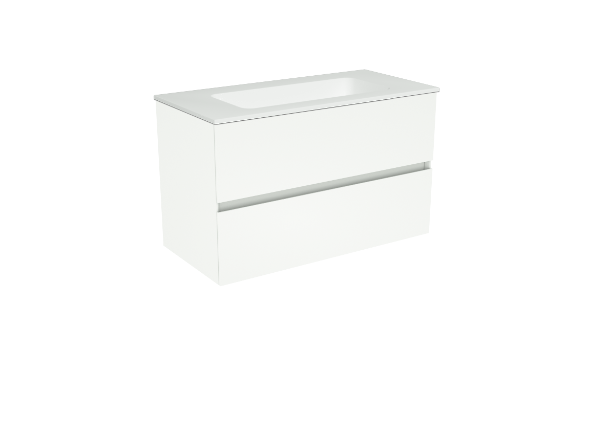 Storke Edge meuble salle de bains suspendu 80 x 40 cm blanc mat avec Mata plan simple en solid surface blanc mat