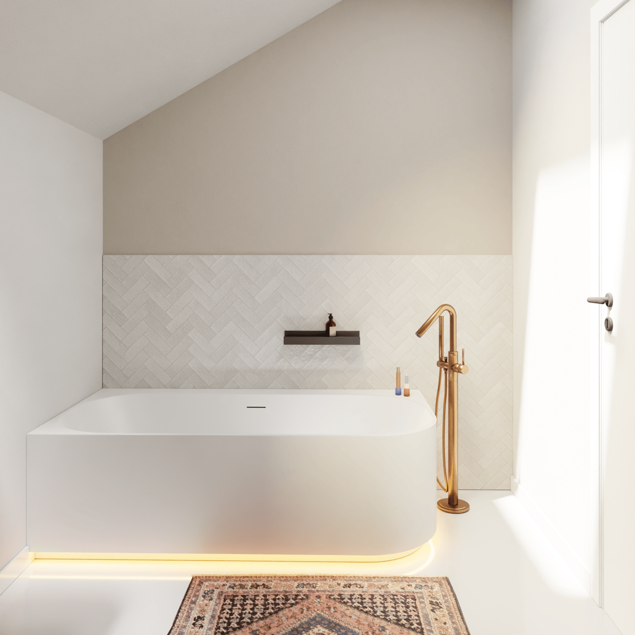 Luca Varess Laguna baignoire d'angle gauche duo avec LED 170 x 85 cm acrylique blanc mat