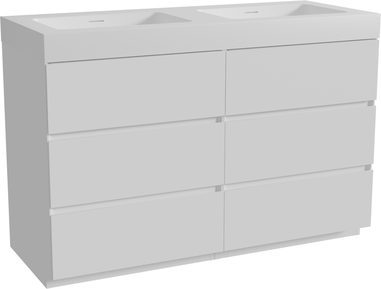 Storke Edge staand badmeubel 130 x 52 cm mat wit met Mata High dubbele wastafel in solid surface mat wit