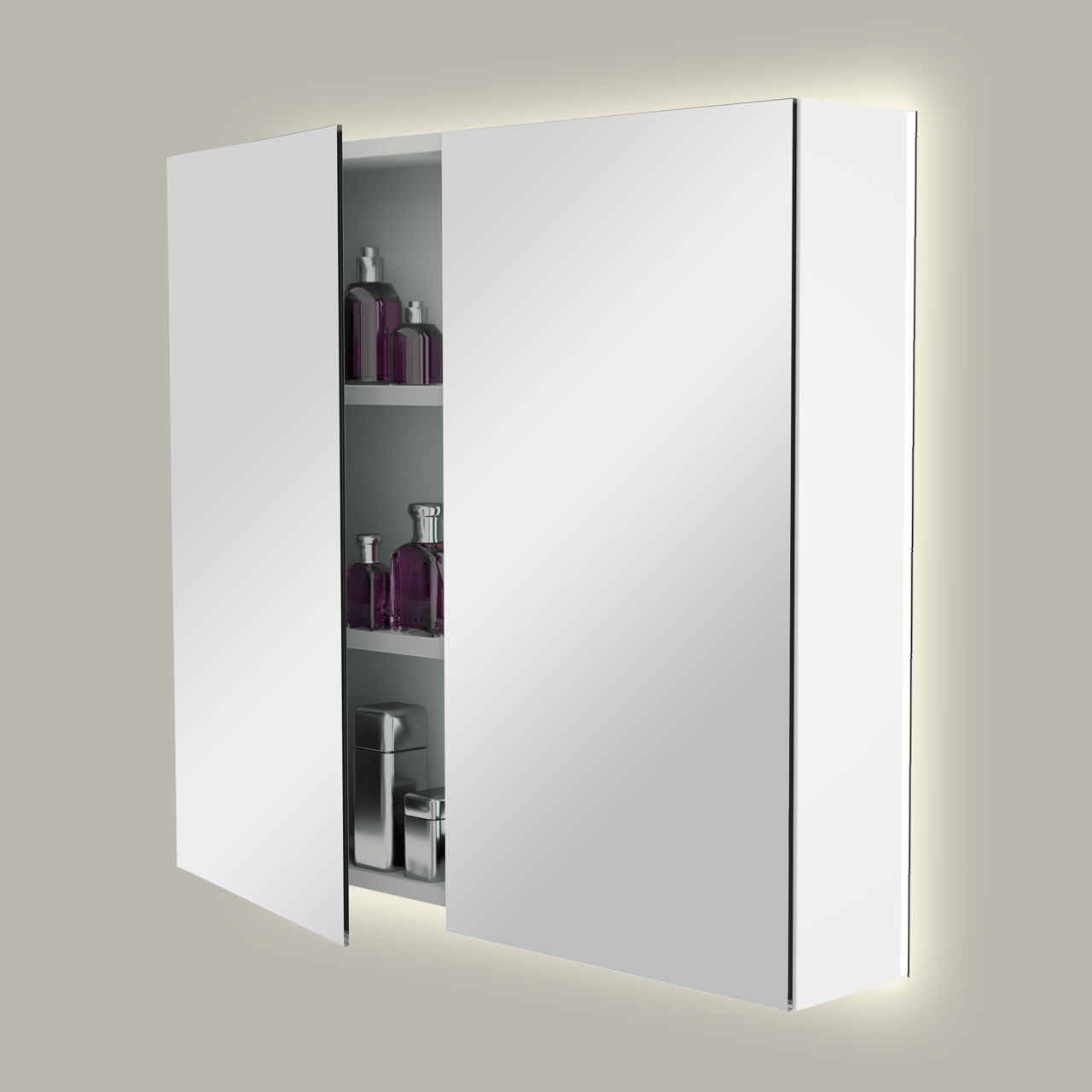 Storke Reflecta spiegelkast 85 x 75 cm mat wit met spiegelverlichting