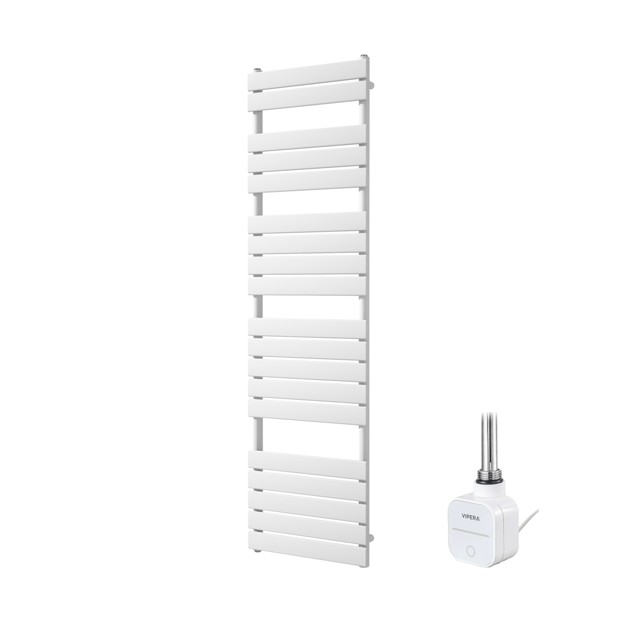 Vipera Vulcan Einzel Handtuchheizkörper 60 x 180 cm Elektrische Heizung Weiß matt Seitenanschluss 1000W, inkl. Widerstand