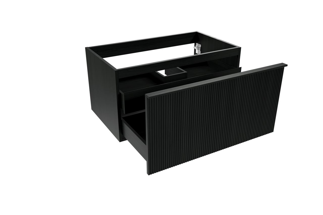 Balmani Forma zwevende wastafelonderkast 90 x 55 cm zwarte eik 2 lades vert. sym. groef