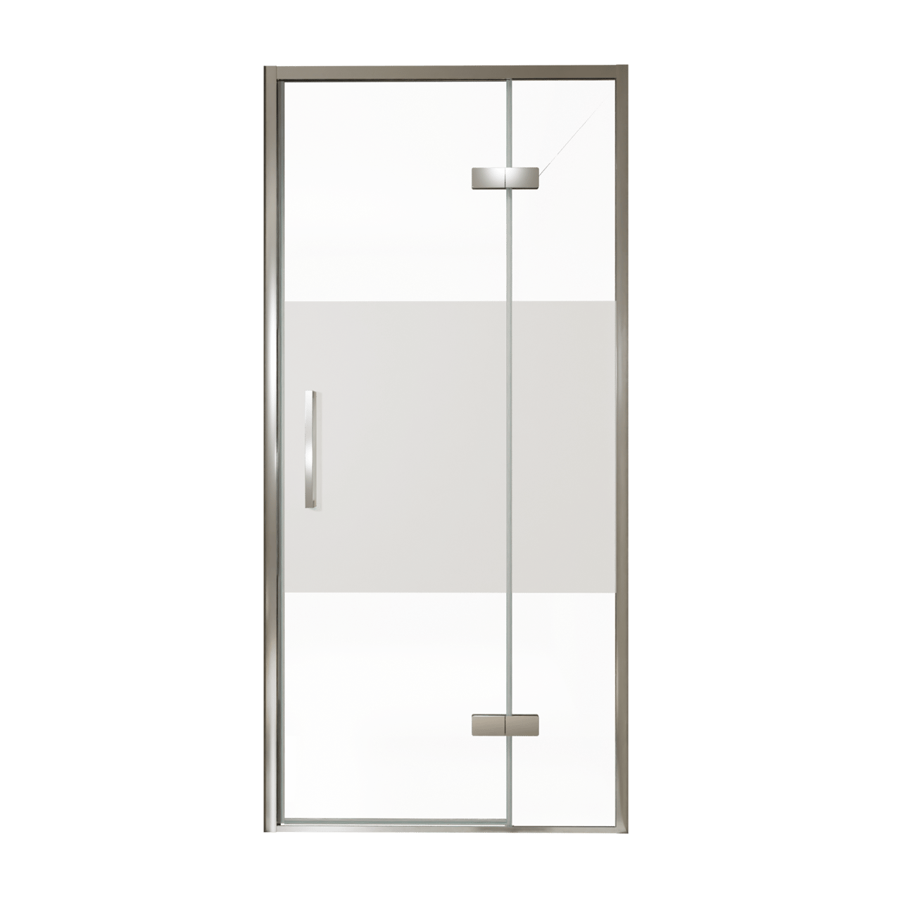 Balmani Senses Design douche draaideur rechts 100 cm x 210 cm Helder glas met matte strook, Chroom profielen