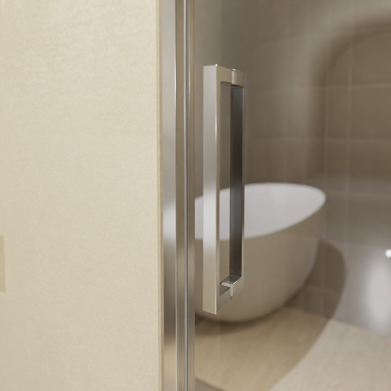 Balmani Senses Design douche schuifdeur rechts 160 cm x 210 cm Reflex spiegelglas, Chroom profielen, met coating