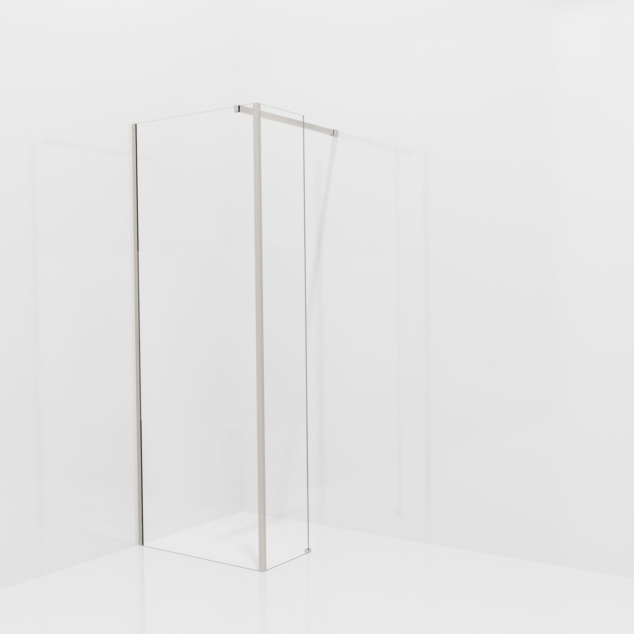 Balmani Modular Walk-In Dusche mit fester Seitenwand: 80 x 200 cm, Klarglas mit mattiertem Streifen, Profil Brushed CoolMetal