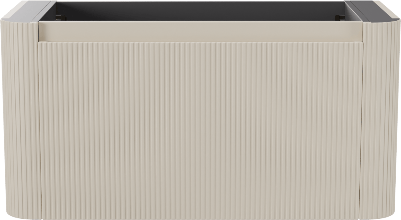 Storke Soft zwevende wastafelonderkast 100 x 46 cm Sand mat 2 lades vert. sym. Groef