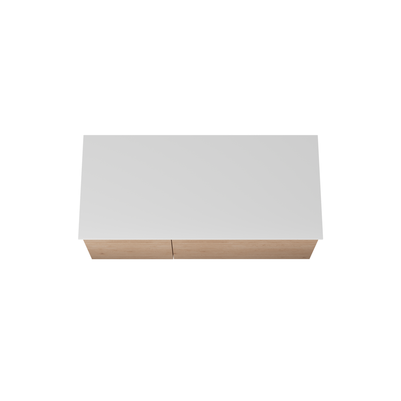 Balmani Forma zwevend badmeubel 120 x 55 cm naturel eiken met Stretto enkel of dubbel wastafelblad in solid surface mat wit, Horizontale symmetrische rechte ribbel