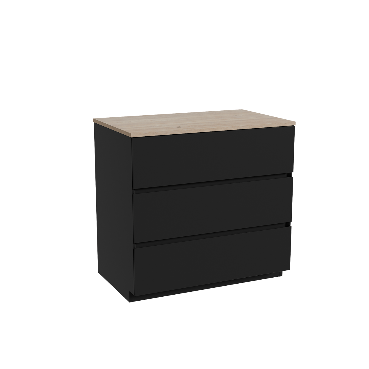 Storke Edge meuble salle de bains à poser 85 x 52 cm noir mat avec Panton tablette simple en mélaminé chêne brut