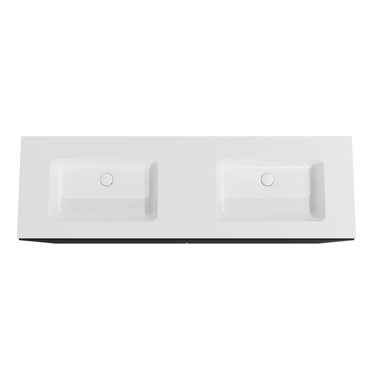 Storke Edge freistehendes Möbelstück Set: 170 x 52 cm, Schwarz matt, mit Mata Doppelwaschtisch, Solid Surface Weiß matt