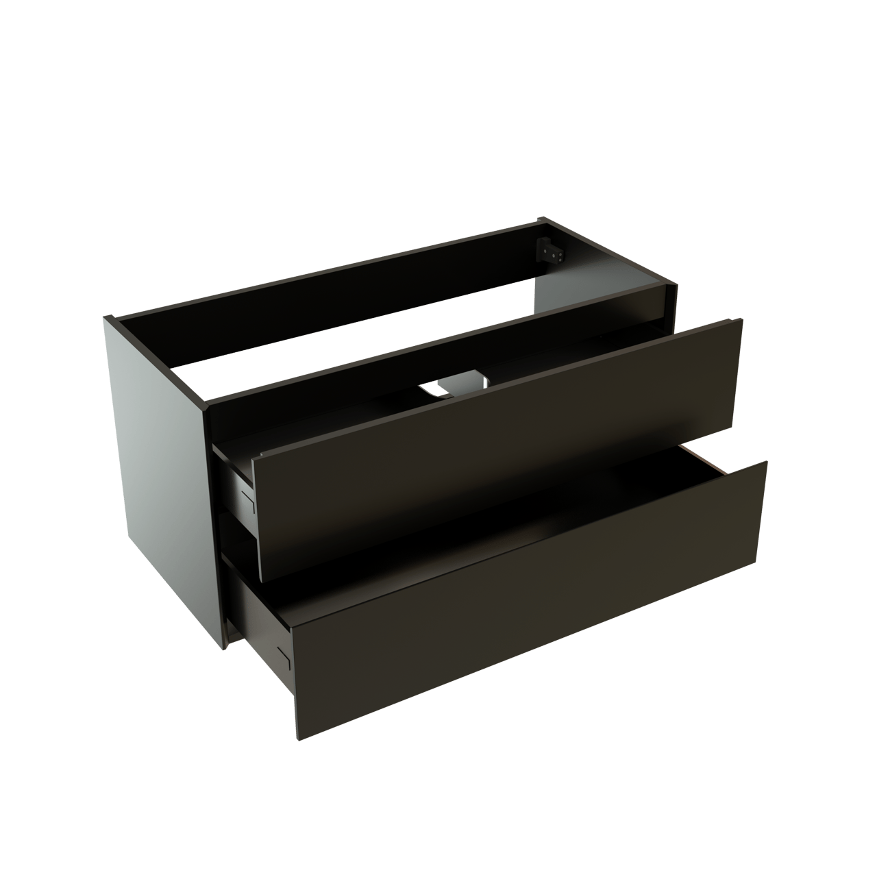 Storke Edge hängender Waschbeckenunterschrank: 100 x 46 cm, Schwarz Matt, 2 Schubladen