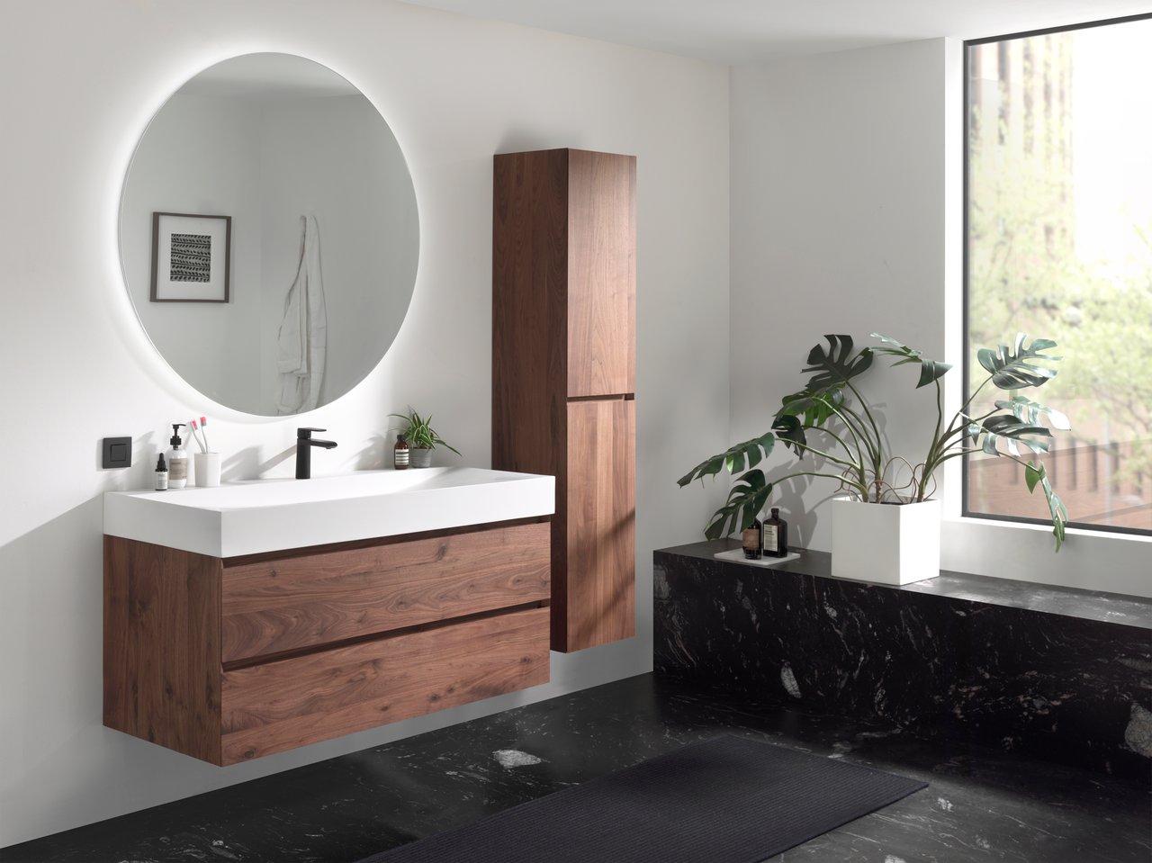 Balmani Mitra meuble sous-lavabo suspendu 120 x 55 cm noyer Américain 2 tiroirs