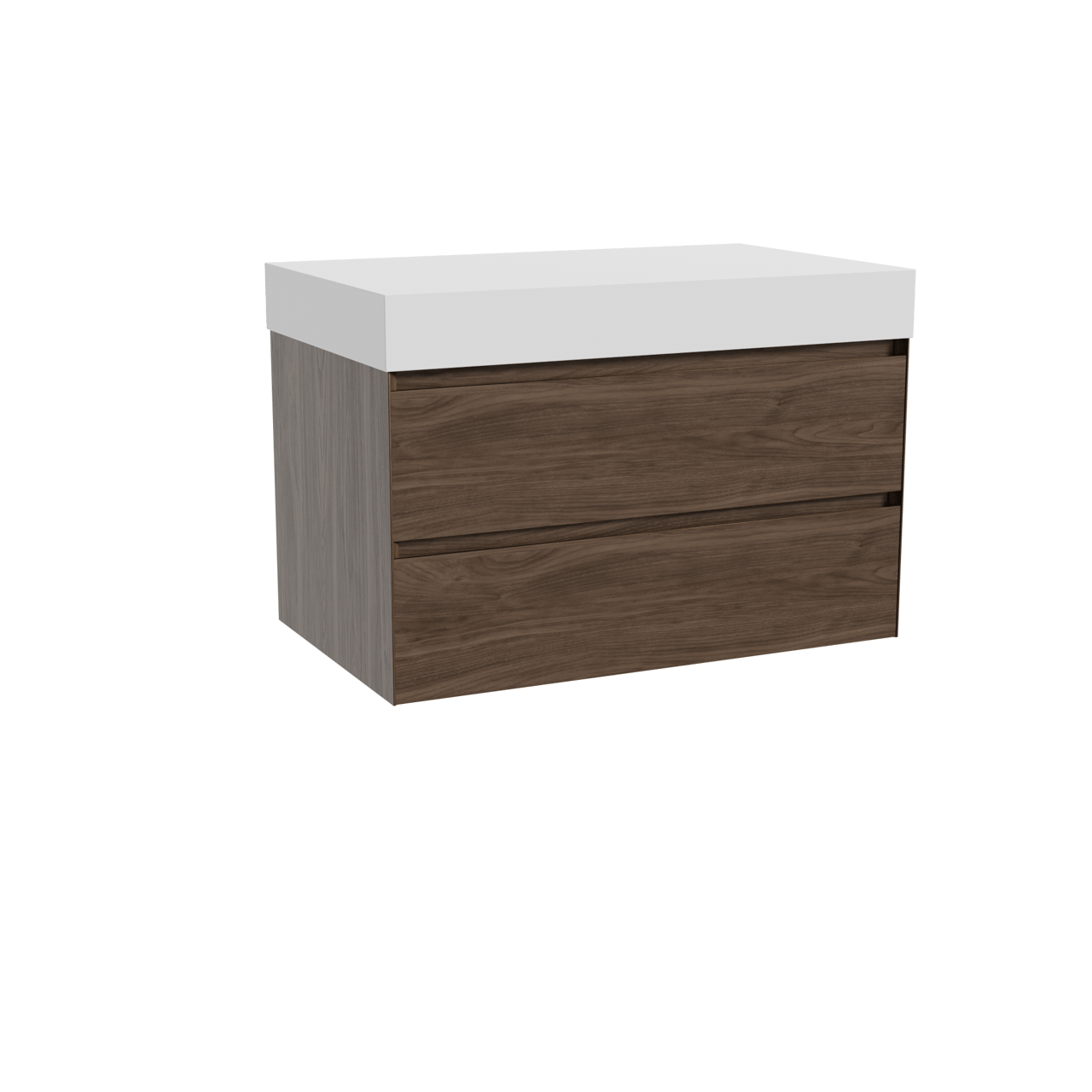 Balmani Mitra meuble salle de bains suspendu 90 x 55 cm noyer américain avec Dominus tablette simple en solid surface blanc mat