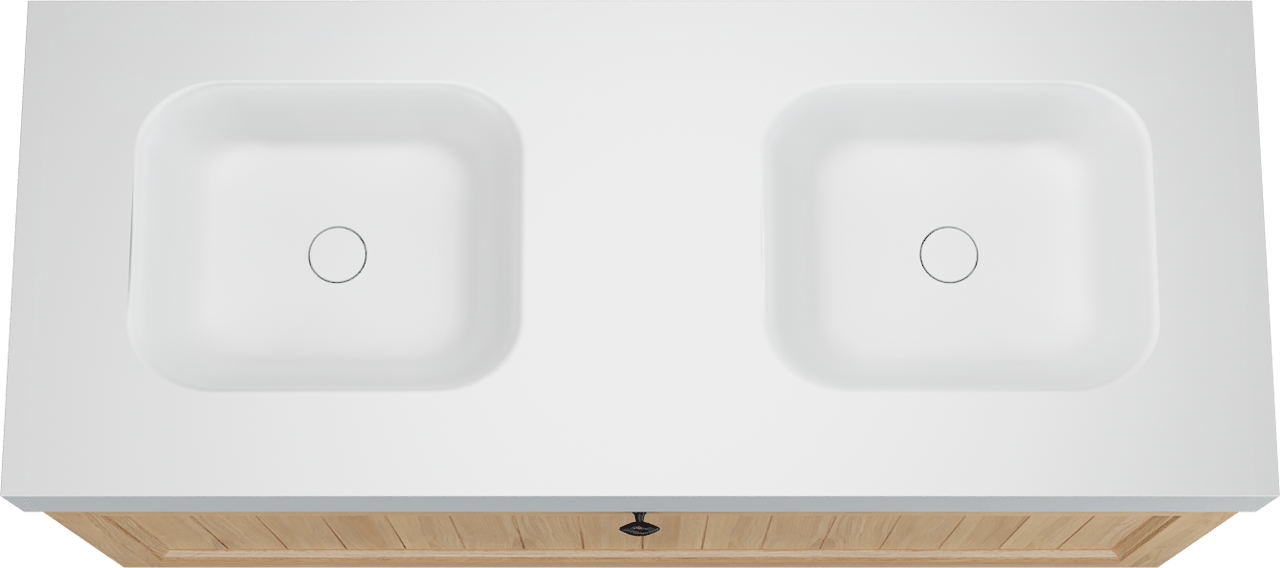 Balmani Lemon meuble salle de bains suspendu 135 x 55 cm, placage chêne naturel avec Arcato double vasque en blanc mat