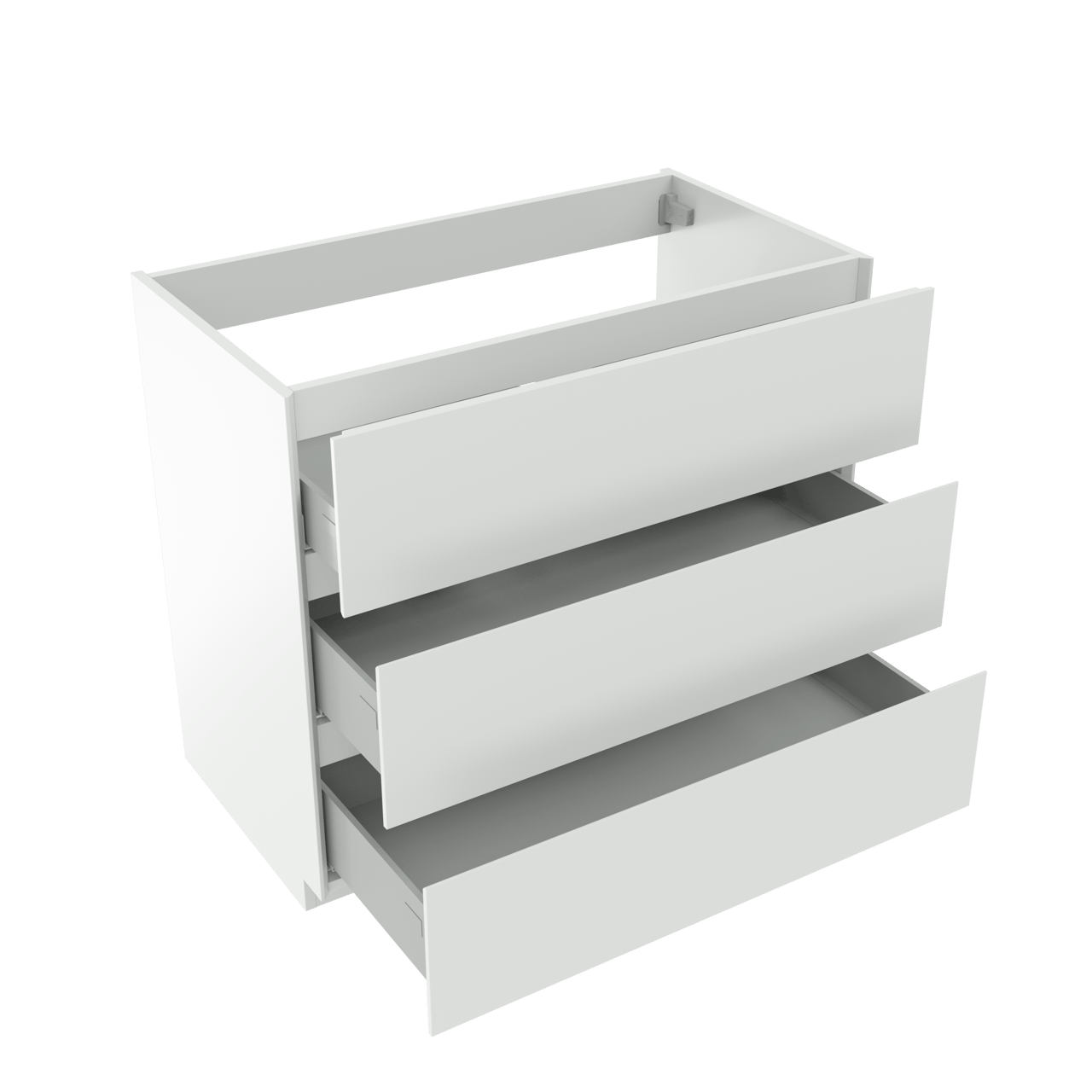 Storke Edge stehender Waschbeckenunterschrank: 95 x 52 cm, Weiß Glänzend, 3 Schubladen