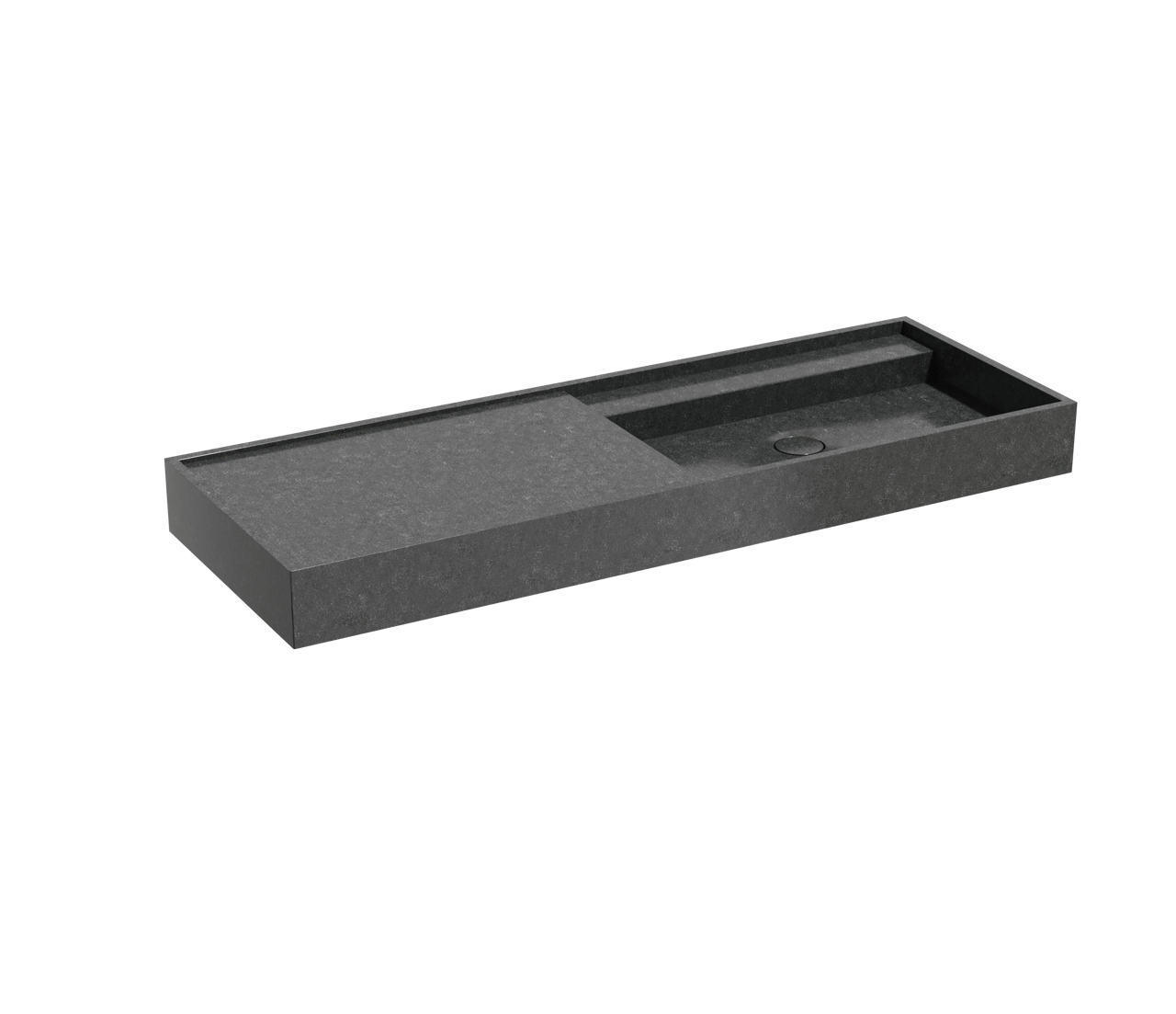 Balmani Cubo vasque asymétrique droite granite aiguisé 140 x 49 cm