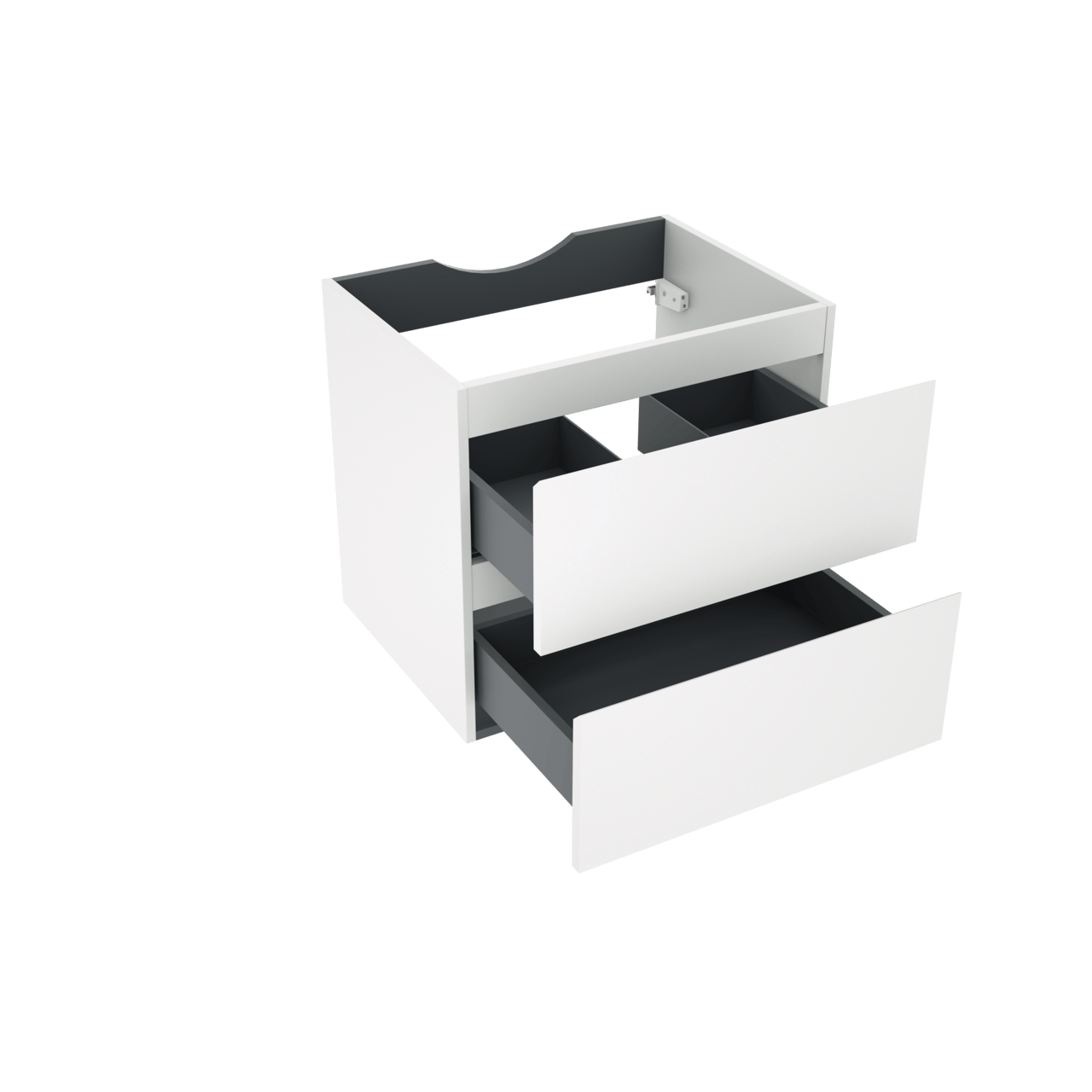 Linie Lado hängender Waschbeckenunterschrank: 60 x 46 cm, Weiß matt, 2 Schubladen