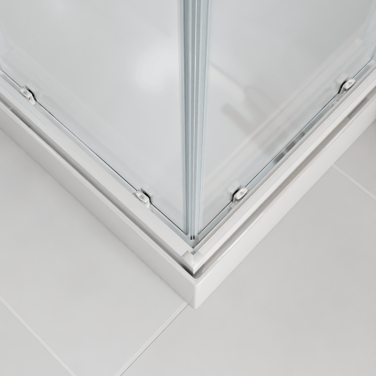 Luca Varess Talan complete douchecabine met schuifdeuren 90 x 90 cm helder glas met mat gestreepte strook glans wit profiel