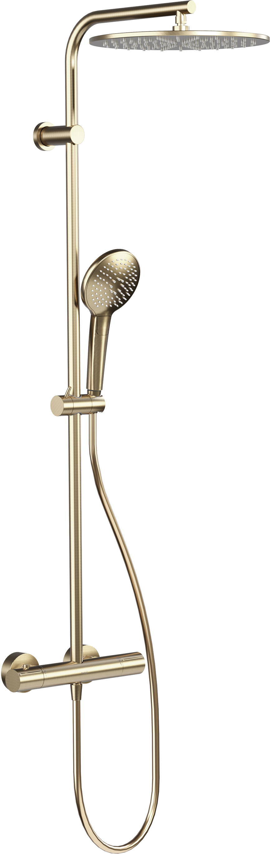 Blaufoss Round 300 colonne de douche de pluie robinet thermostatique Brushed Champagne Gold