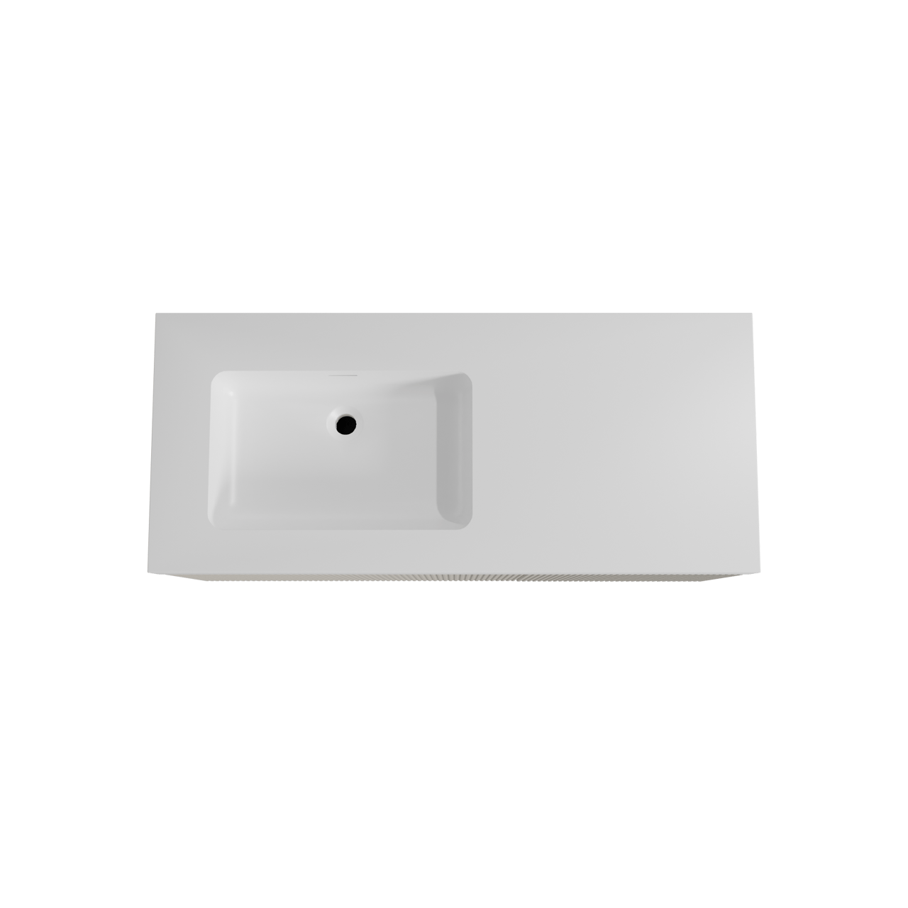 Storke Ribs zwevend badkamermeubel 120 x 52 cm zijdegrijs met Mata High asymmetrisch linkse wastafel in solid surface mat wit, Verticale symmetrische rechte ribbel