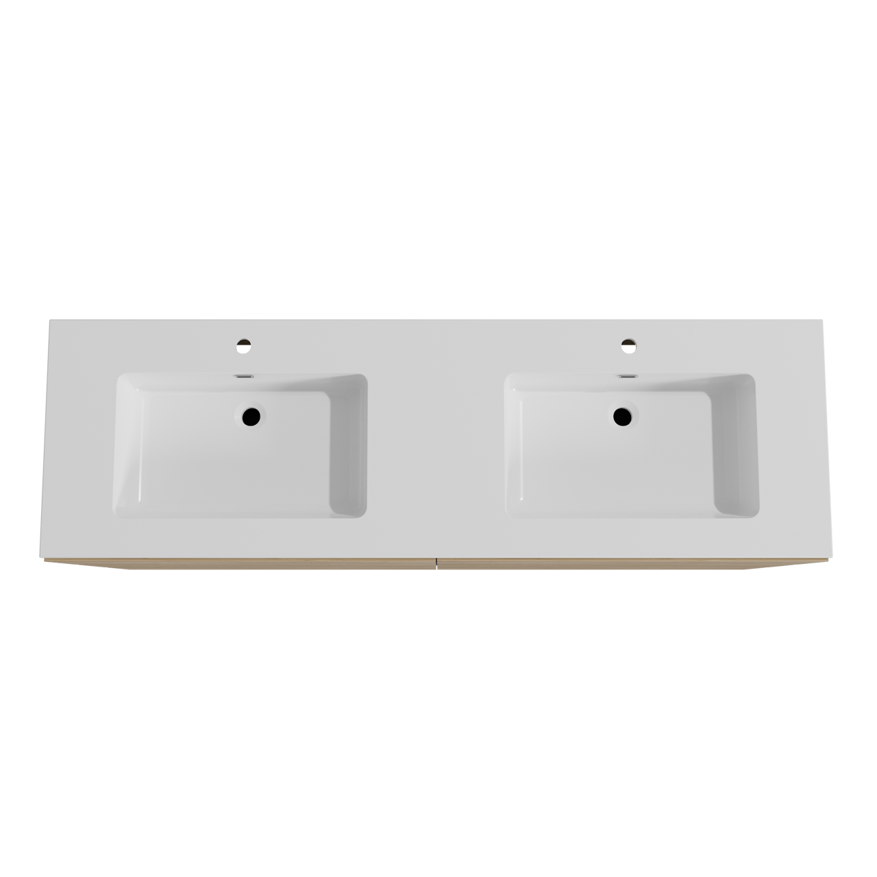 Storke Edge meuble salle de bains à poser 170 x 52 cm chêne brut avec Diva double vasque en marbre composite blanc brillant