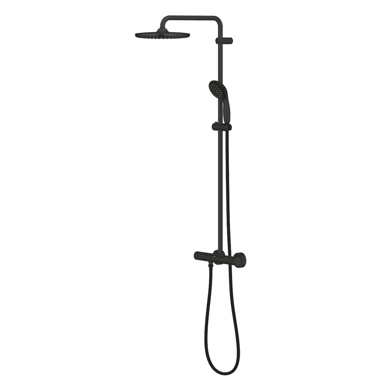 Grohe Vitalio Start Regendusche Duschsystem mit Thermostatbatterie: Wandmontage, Schwarz Matt