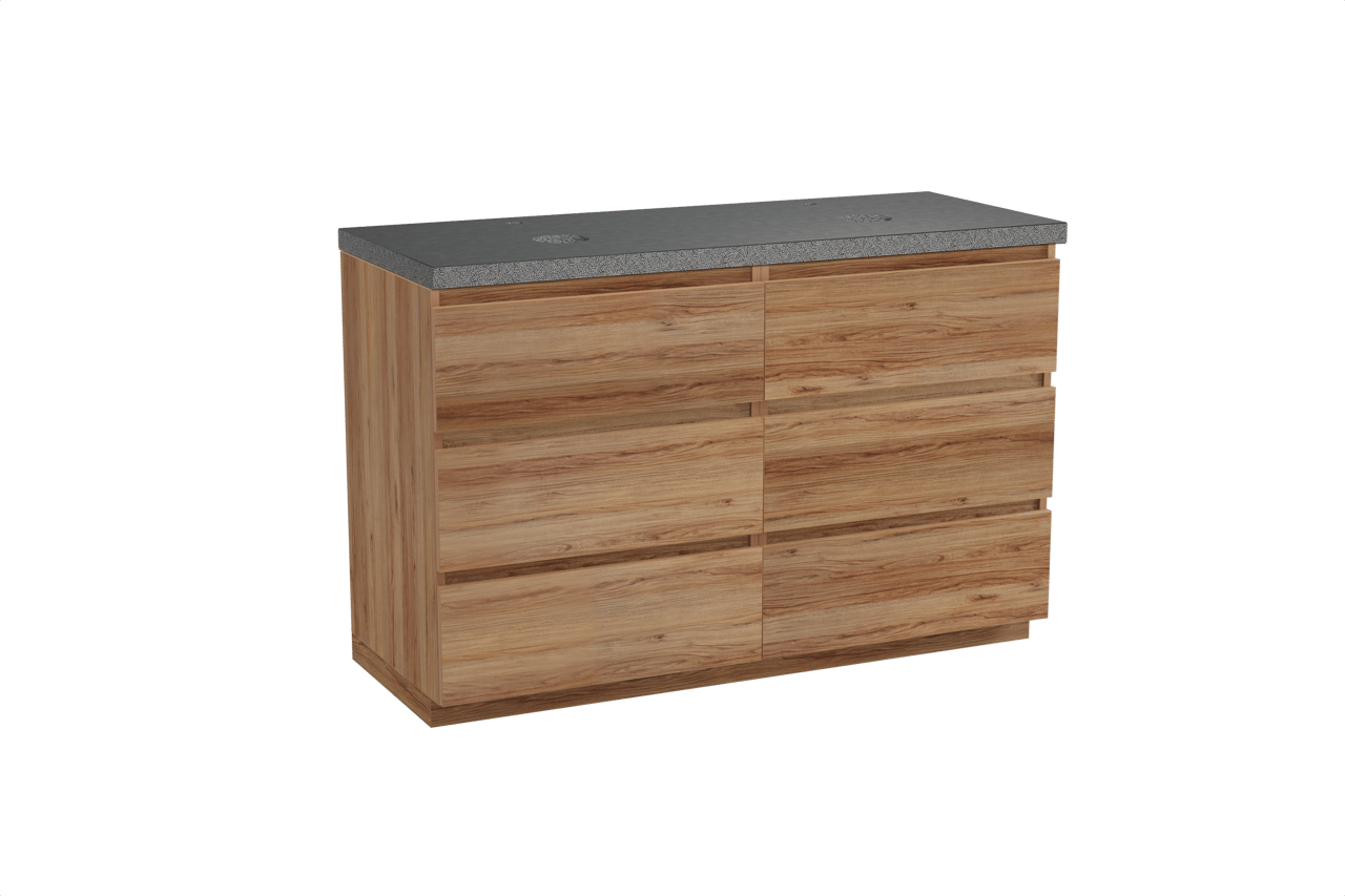 Balmani Lucida Badmöbel Set mit Rock Waschtischplatte für Aufsatzwaschbecken