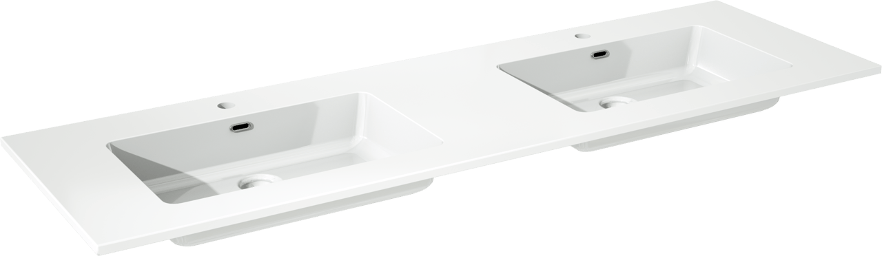 Storke Diva dubbele wastafel glanzend composiet marmer 170 x 52 cm