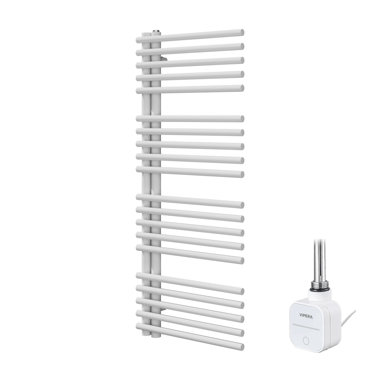 Vipera Nevada Einzel Handtuchheizkörper 50 x 120 cm Elektrische Heizung Weiß matt Mittelanschluss 500W, inkl. Widerstand