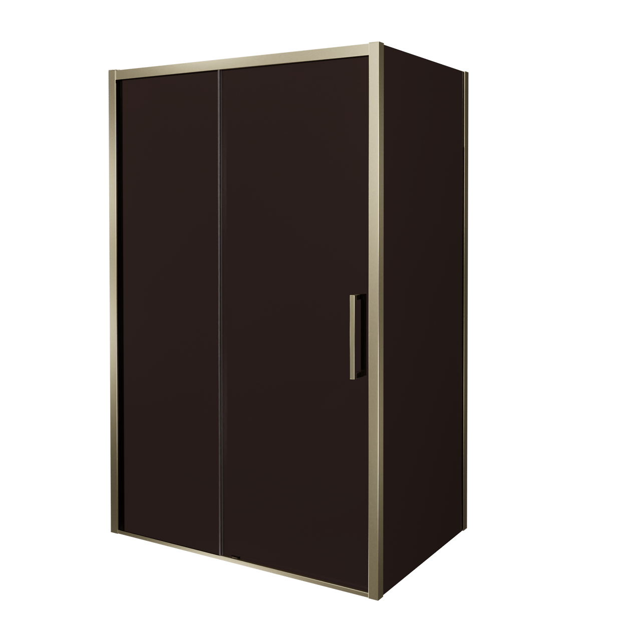 Balmani Senses Design Eckdusche: Schiebetür (Links) mit fixierte Seitenwand, 120 x 90 cm, Bronze, Profil Brushed Champagne Gold