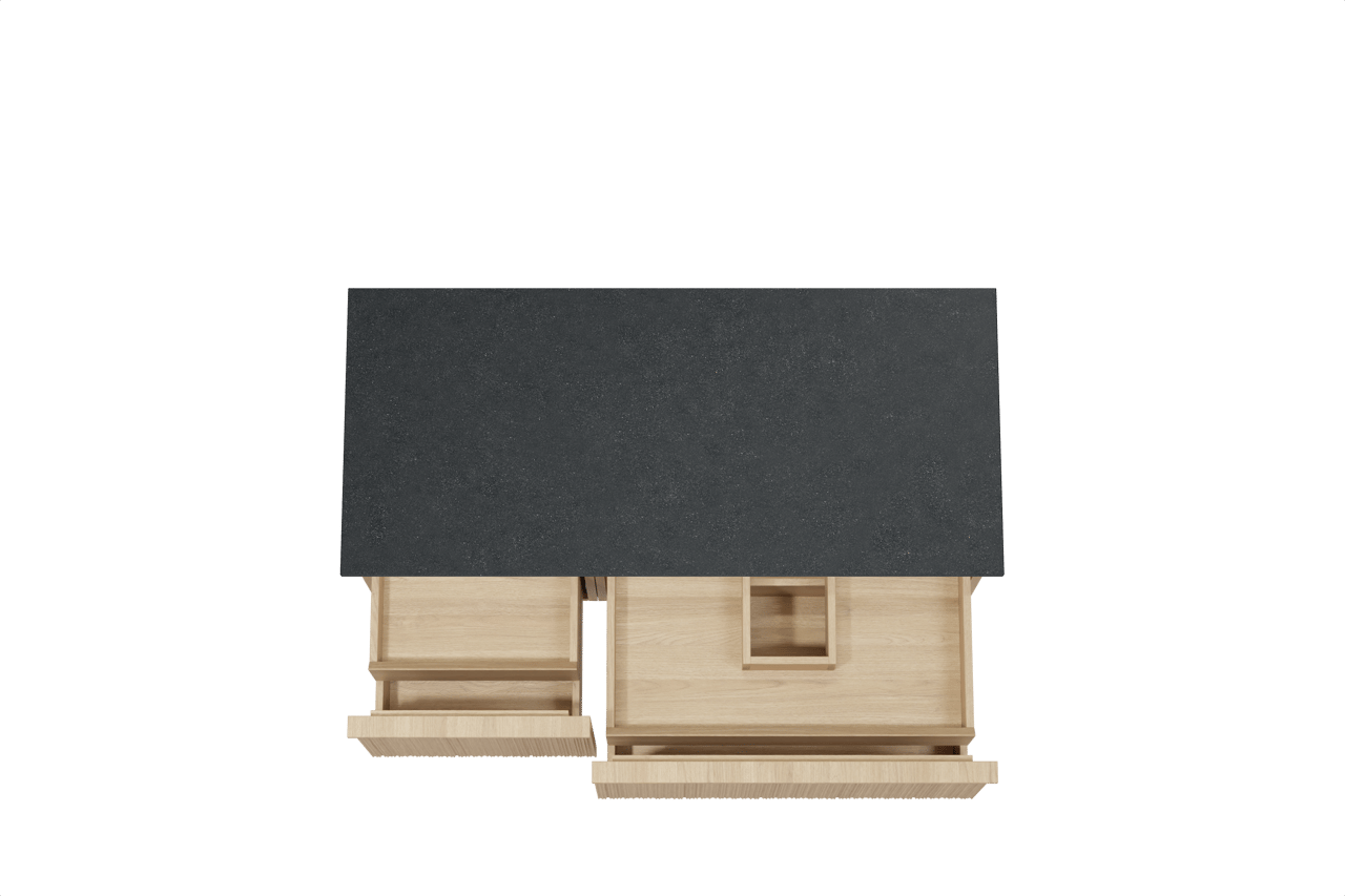 Balmani Forma zwevend badmeubel 120 x 55 cm naturel eiken met Stretto enkel wastafelblad in zwart graniet, Verticale asymmetrische ronde ribbel