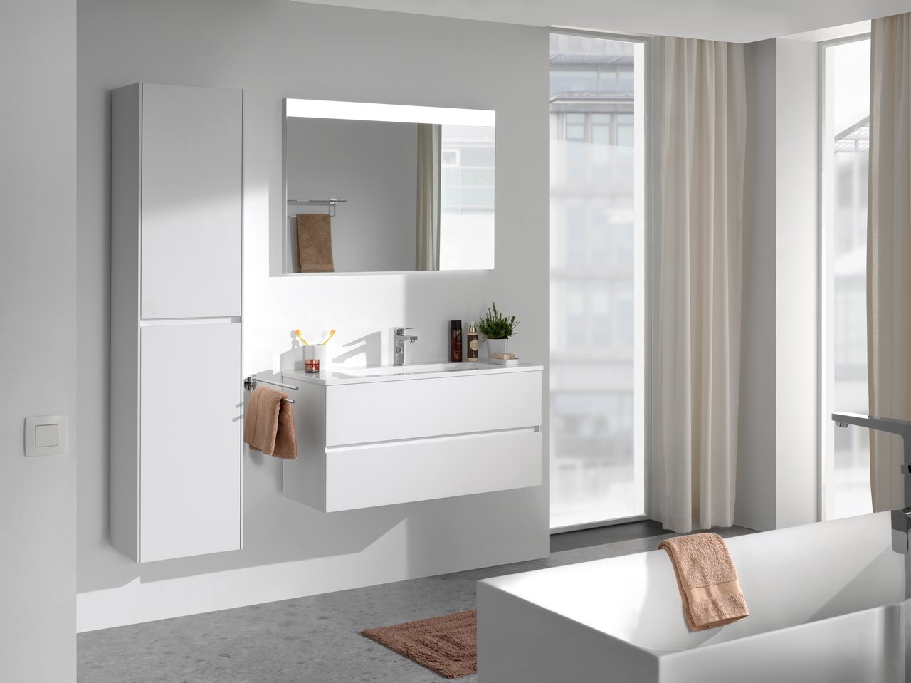 Storke Edge colonne salle de bains suspendue blanc mat 40 x 30 x 170 cm