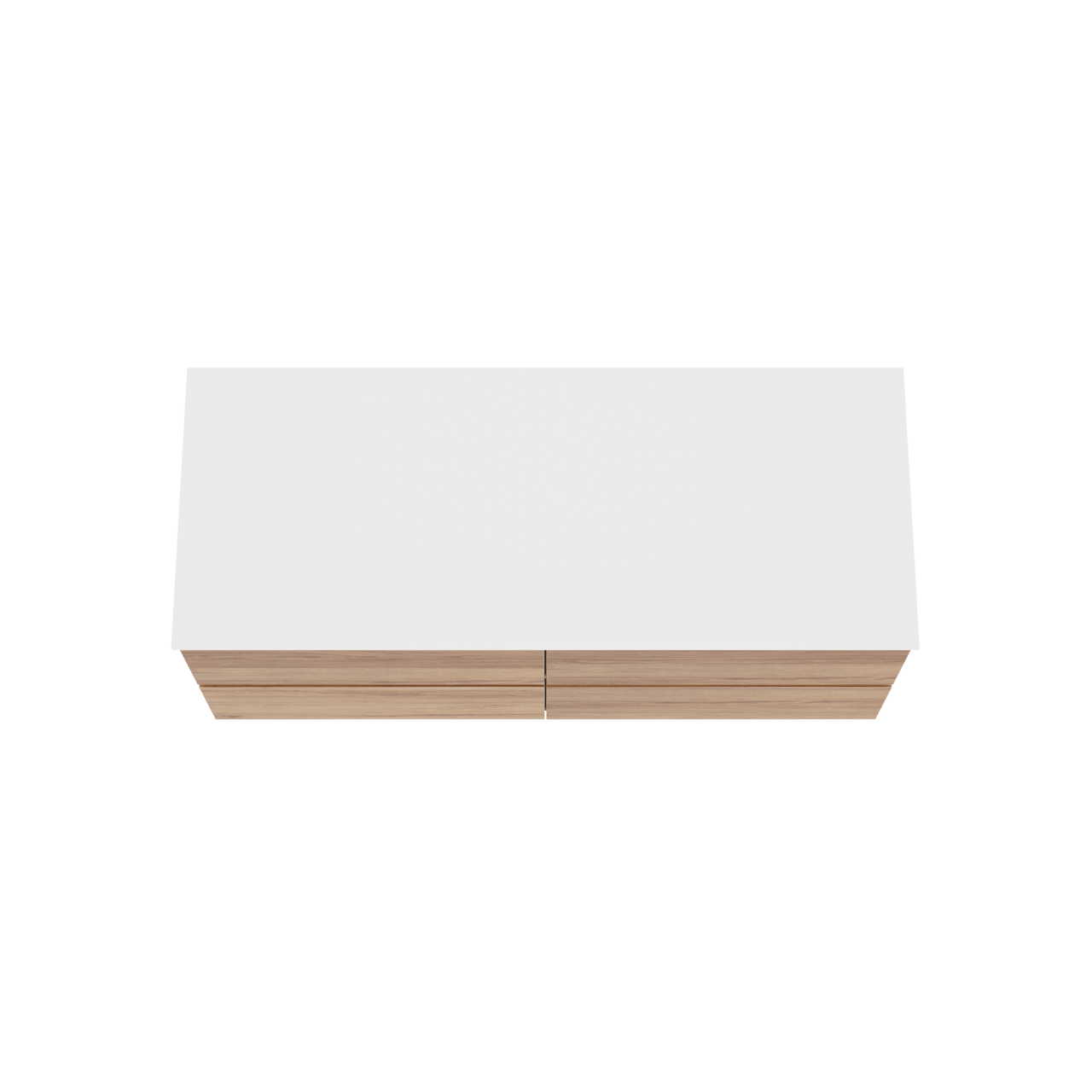 Balmani Lucida hängendes Möbelstück Set: 135 x 55 cm, Teak, mit Stretto Einzel- oder Doppel Waschtischplatte, Solid Surface Weiß matt