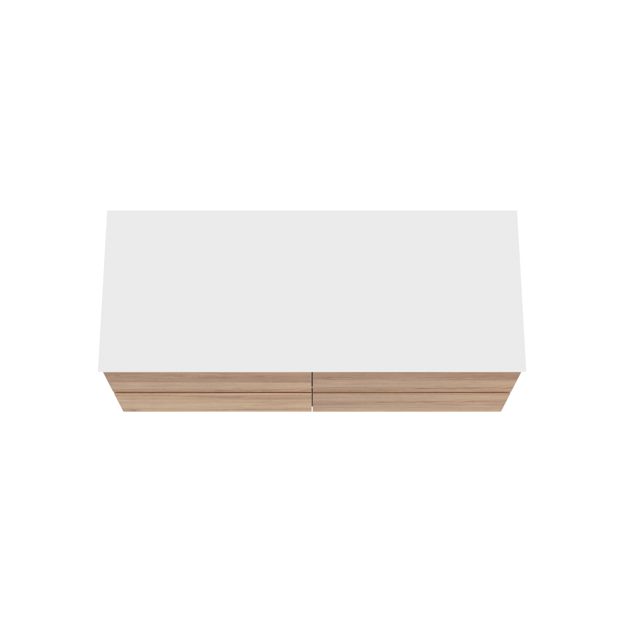 Balmani Lucida hängendes Möbelstück Set: 135 x 55 cm, Teak, mit Stretto Einzel- oder Doppel Waschtischplatte, Solid Surface Weiß matt