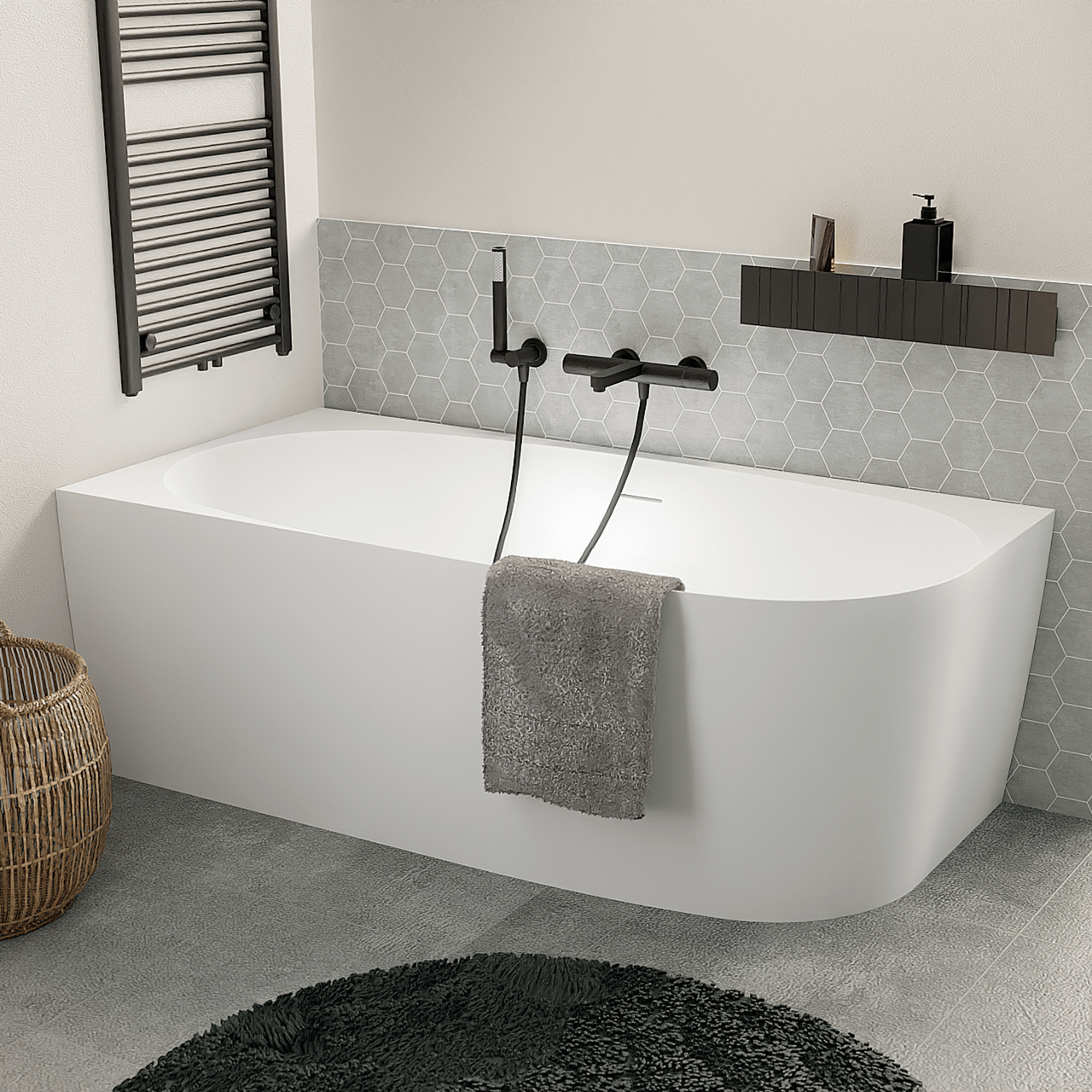 Luca Varess Sutilo baignoire d'angle gauche double 170x75cm acrylique blanc mat